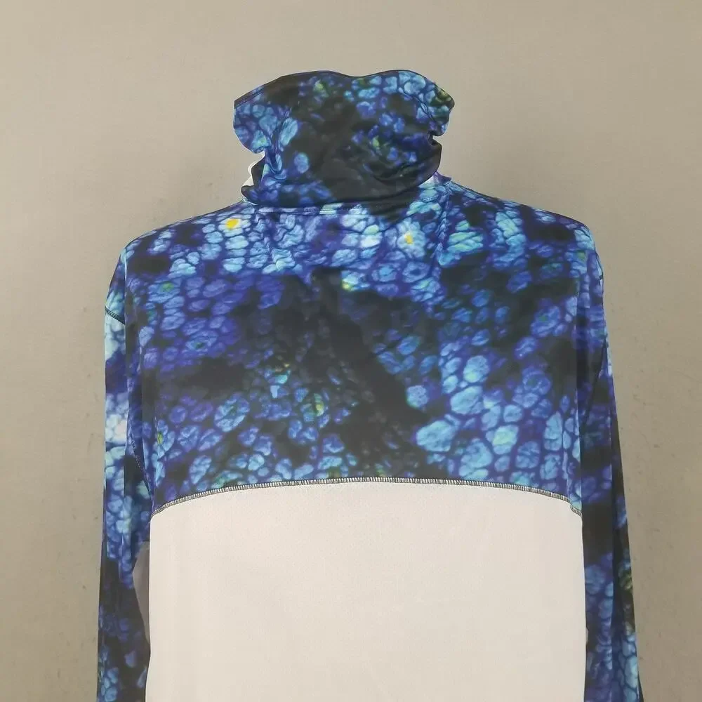 Reel Legends Shirt Mens XL Blue White Long Sleeve Fishing Gaiter REEL-TEC‎